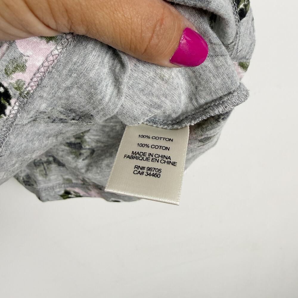Rebecca Taylor Floral Flutter Sleeve Tee Shirt Gray Pink - S - Picture 4 of 8